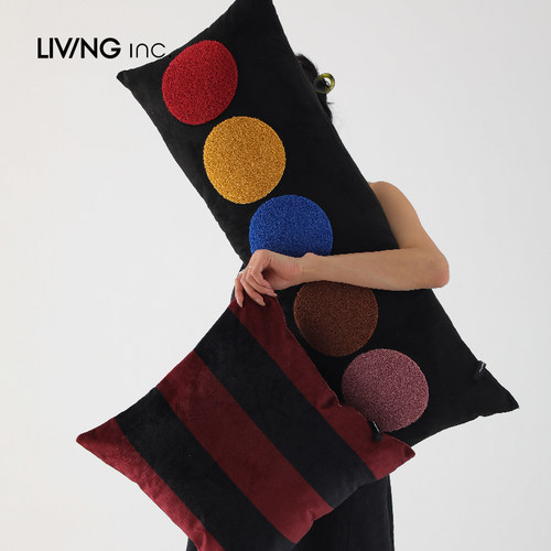 LIVING inc.Bump条纹 中古包豪斯几何沙发抱枕艺术感长条复古靠垫