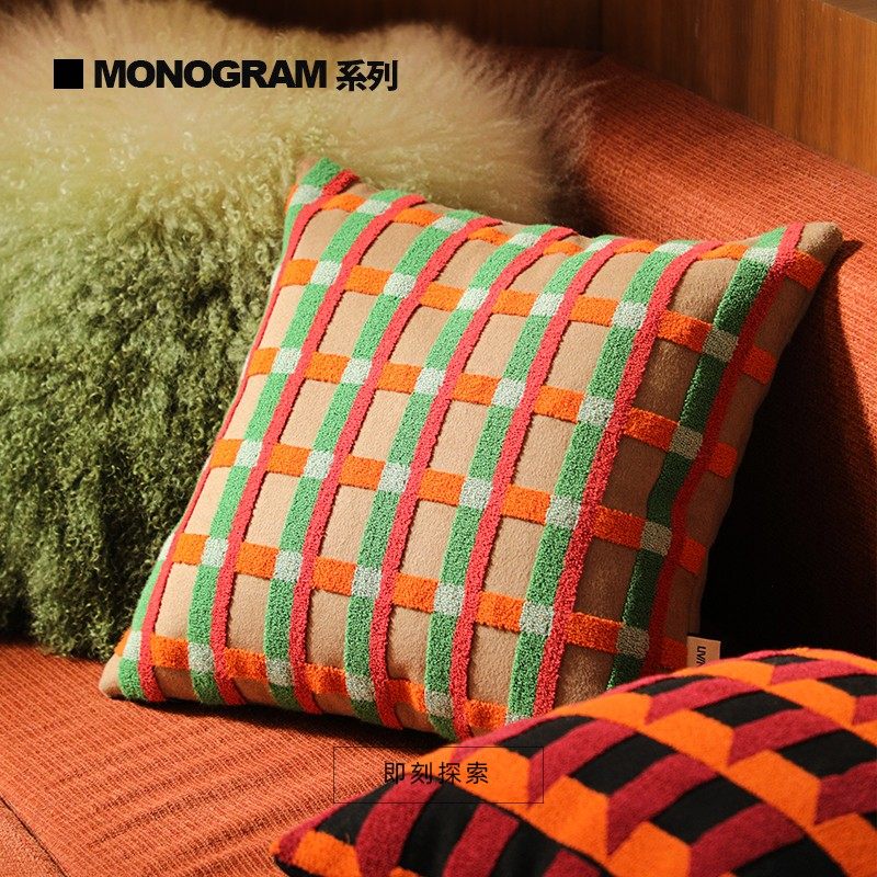 LIVING inc复建 几何花砖抱枕复古现代设计高级感沙发靠枕靠垫头,居家布艺,靠垫/抱枕,淘宝优惠券,粉丝福利购,淘宝优惠卷