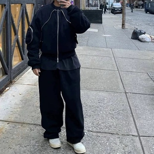 kanye同款 BLCG wookvibe baggy红毯阔腿抓绒卫裤 22SS