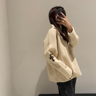 豹纹十字架连帽毛衣925纯银泫雅同款 25新款 自主CH 百搭男女 现货