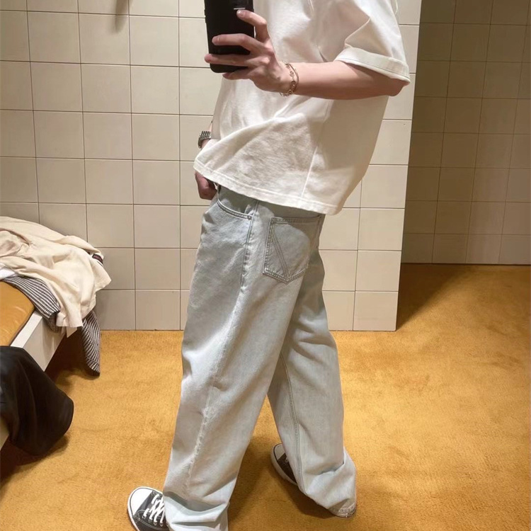 自主BV风格 25ss春夏新款冰蓝水洗直筒宽松休闲牛仔裤长裤