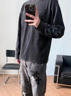 稀有少量！CHvintage后背串标印花小字母水洗宽松打底长袖TEE男女