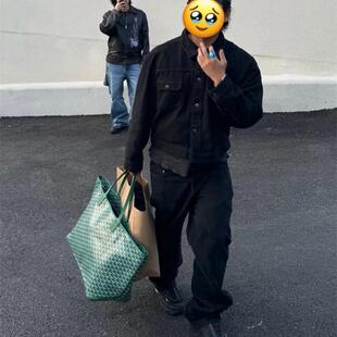 自主ROW风格 黑色水洗牛仔外套宽松休闲夹克短款版型kanye同款