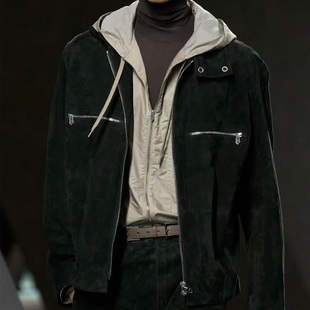 H高定系列绒面男士 真皮皮衣进口山羊绒皮料休闲老钱风低调高级