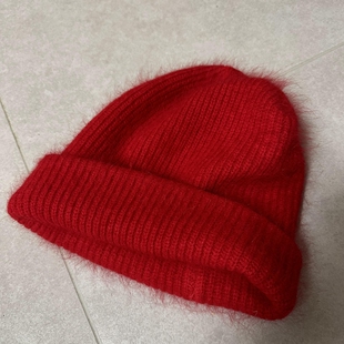 毛线帽针织帽保暖冬季滑雪帽女士潮新年龙年红色灰色白色兔毛双层