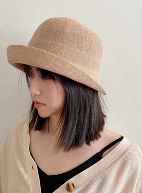 日本和纸帽子女卷边优雅短檐礼帽