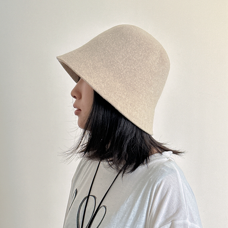 渔夫帽盆帽日系可折叠礼帽时髦帽子秋冬羊毛呢女士小帽檐水桶帽