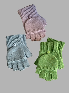 保暖冬季彩色好舒服不扎不笨重绿色紫色羊毛五指半指全包2用头套