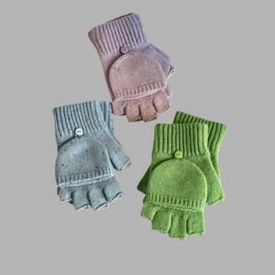 保暖冬季彩色好舒服不扎不笨重绿色紫色羊毛五指半指全包2用头套