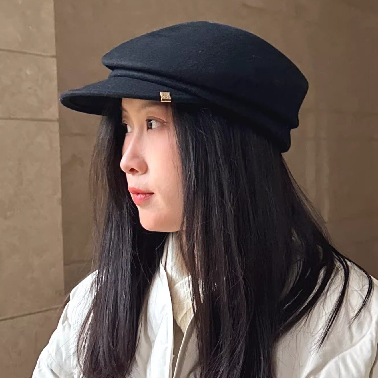 造型帽礼帽女士洋气贝雷帽优雅帽子冬羊毛呢咖色红色定型款鸭舌帽