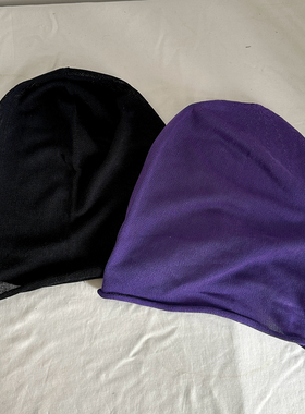 透气凉感堆堆帽冷帽套头帽包头紫色加大版型薄款女士男士真丝薄款