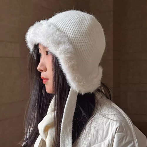 骑车帽时尚洋气白色灰色女冬季