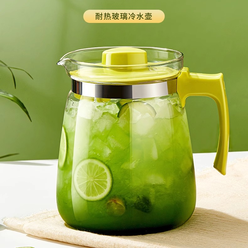 大容量冷水壶玻璃耐高温防爆高级感食品级冰箱凉水壶透明茶壶耐热
