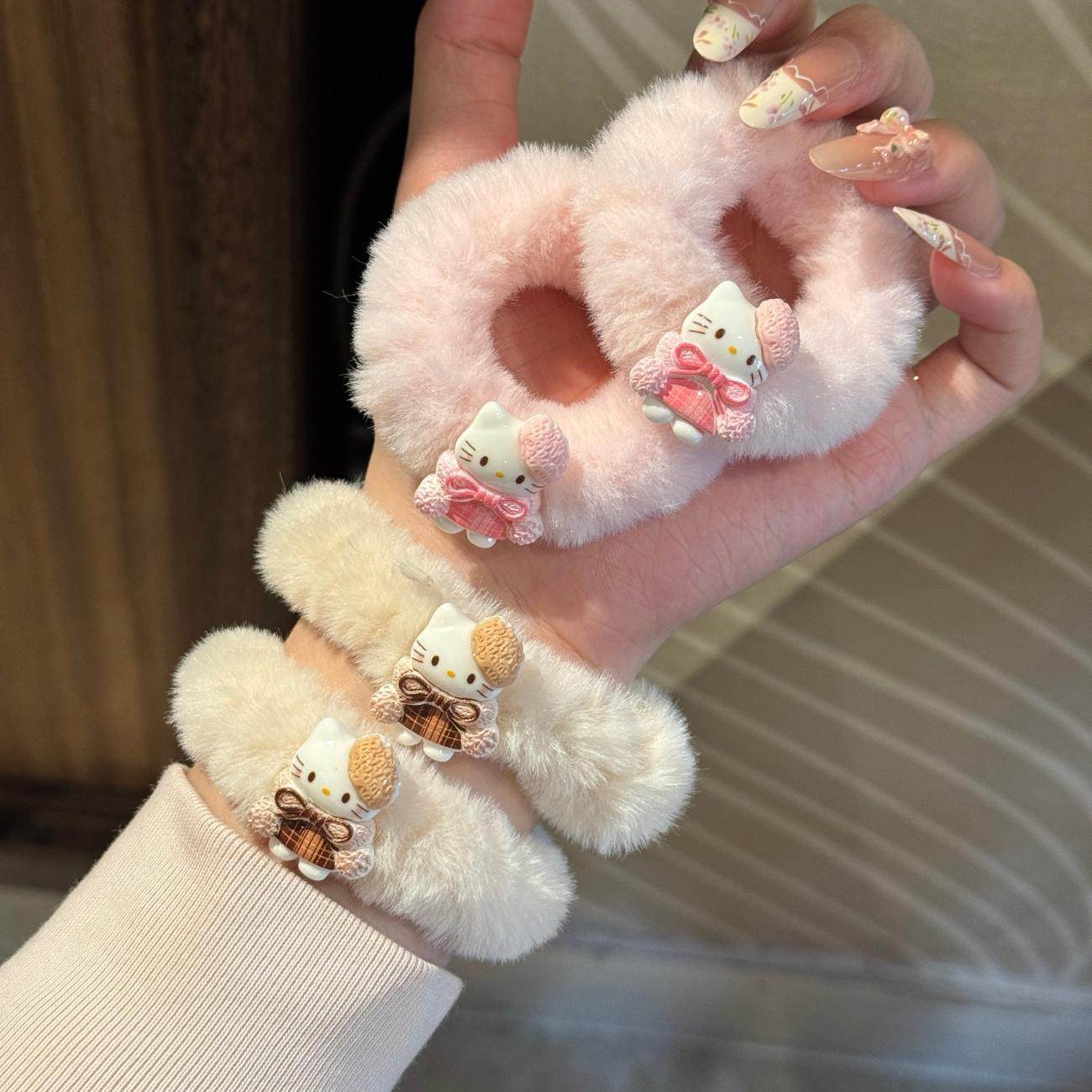 可爱围巾猫咪发圈秋冬毛茸茸卡通少女扎头皮筋少女心ins甜美发饰