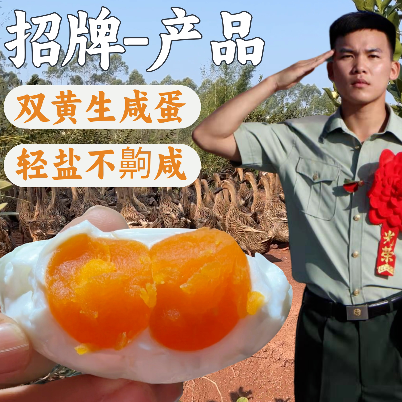 兵哥双黄生咸鸭蛋轻盐不齁咸新鲜整颗带壳发破损包赔京东整箱发货