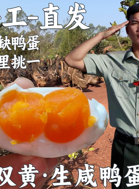 兵哥双黄生咸鸭蛋新鲜鸭蛋传统手工红泥腌制蛋白不咸蛋黄起沙流油