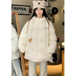 初中生羽绒棉服中长款可爱少女棉衣宽松加厚高中学生棉袄冬季外套
