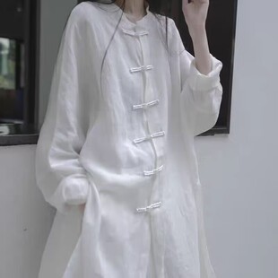 居士服女款棉麻上衣佛系禅意女装寺院拜佛素衣禅修服套装修行禅服