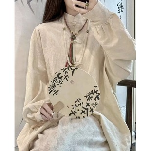 修行禅服女秋季禅修服佛系禅意女装中式棉麻斜襟上衣寺院居士服