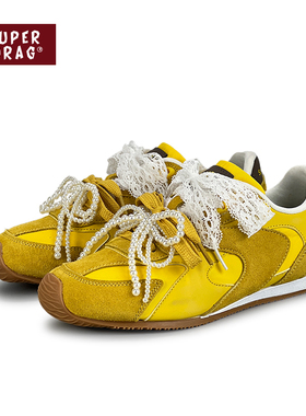 超拽SUPER DRAG 串珠蝴蝶蕾丝小香风德训鞋超火网红百搭休闲板鞋