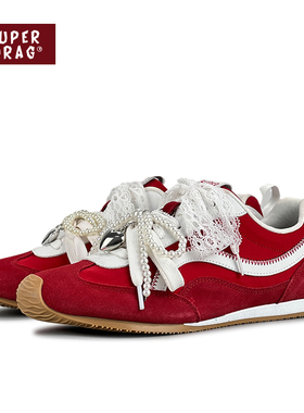 超拽SUPER DRAG 爆款超火潮流时尚百搭阿甘鞋蕾丝双带舒适休闲鞋