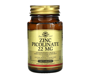 现货美国Solgar吡啶甲酸锌片 Zinc picolinate 22mg100片100片