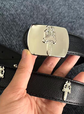 独版新款金属圣剑扣腰带 百搭复古装饰皮带十字架复古个性潮皮带