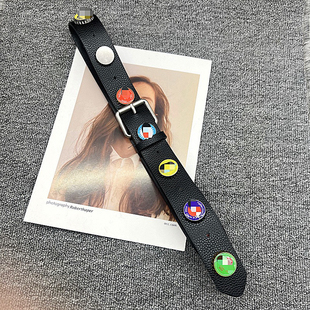 态度时髦痞帅风男女裤 饰柳钉皮带穿出你 带 啤酒瓶盖腰带装 秀场款