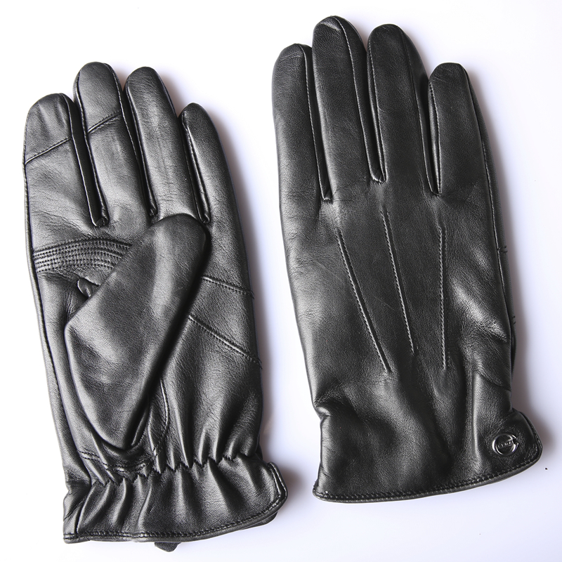 thumbnail for Cashmere lining European version of imported lambskin gloves, men's leather gloves, winter velvet thickened warmth, driving touch