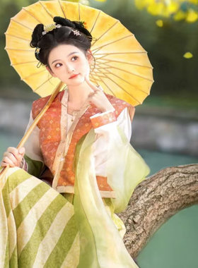长杆货女郎中式汉服伞黄色长柄伞