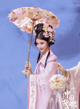 古装伞汉服道具伞白色Fofo酱的伞长杆子舞蹈伞绸布油纸伞摄影包邮