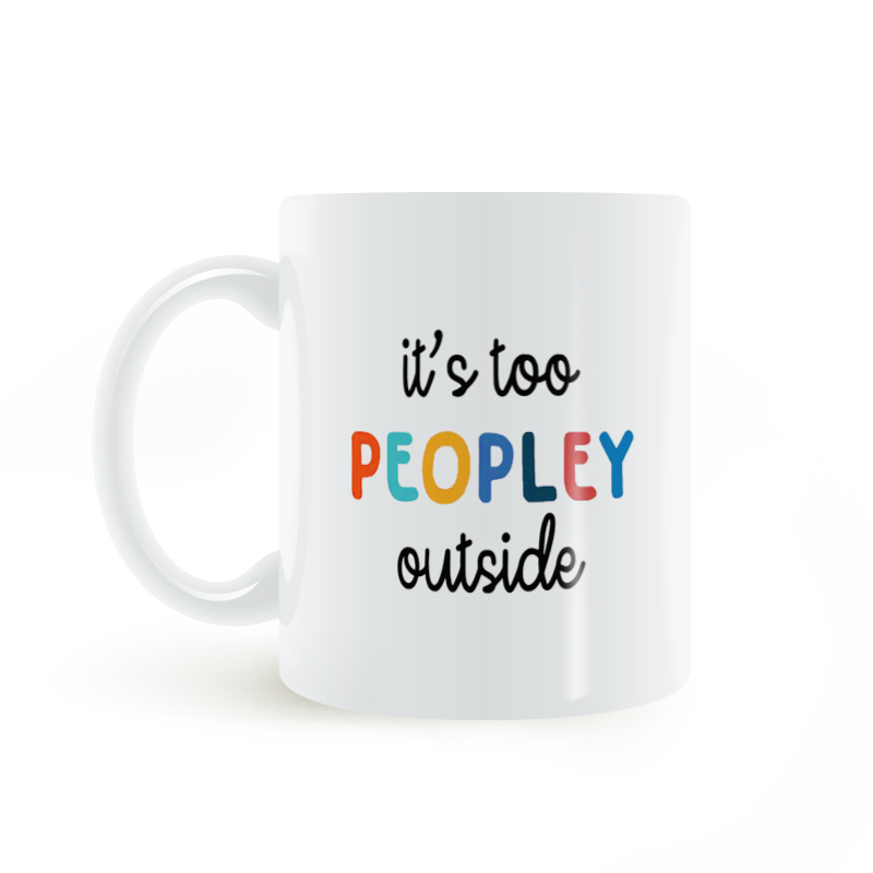 外面人太多了搞笑美式风陶瓷水杯