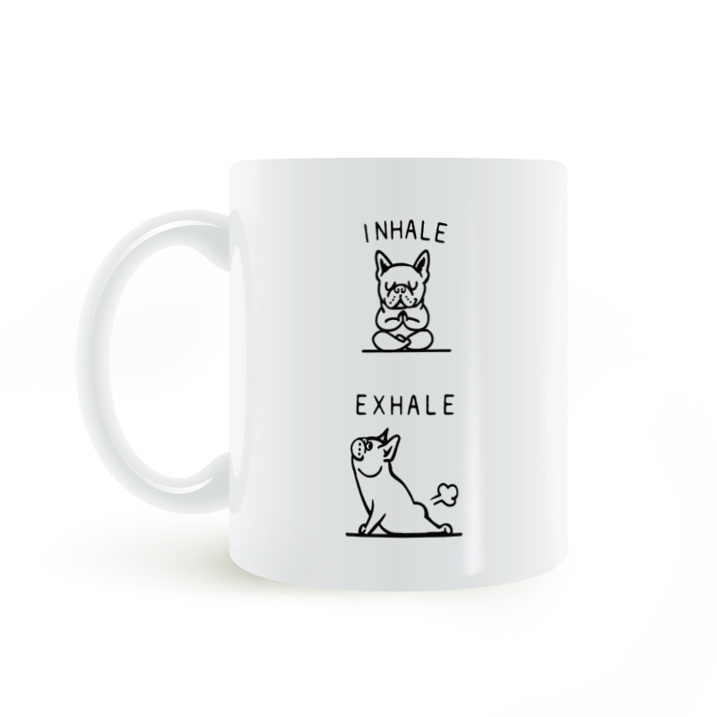 Inhale Exhale Frenchie mug搞笑狗瑜伽吸气呼气马克杯2