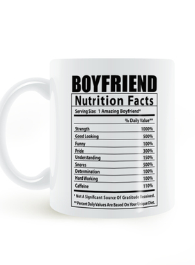 Funny Boyfriend Mug有趣的男朋友营养成分白色陶瓷咖啡水杯杯子