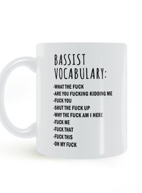 贝斯手马克杯礼物词汇陶瓷白水杯咖啡Bassist Vocabulary Mug