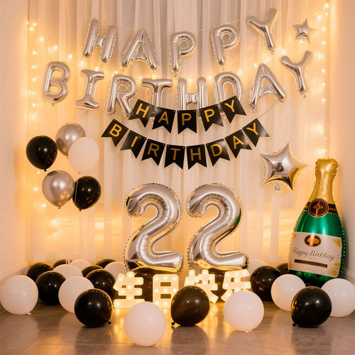 生日场景布置装饰男生女孩背景墙22岁18岁成人礼派对气球浪漫道具