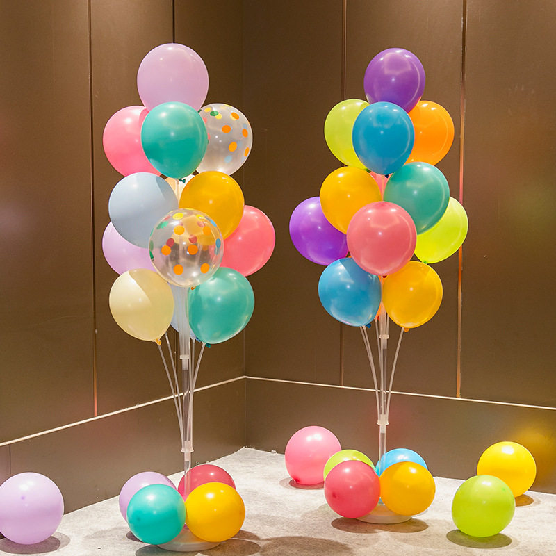 儿童生日气球桌飘彩色立柱装饰场景布置六一学校班级活动地飘汽球