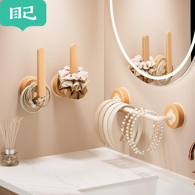 目己奶油风发圈收纳神器头绳发饰发夹卡壁挂式头箍皮筋挂钩置物架