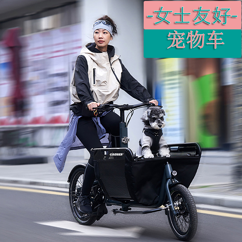 两轮宠物自行车cargobike遛狗载人接送亲子脚踏车货运出口山地车
