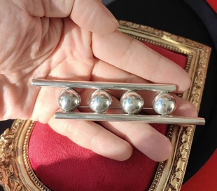 美国品牌抽象艺术造型925纯银厚重圆珠大别针胸针中古首饰古着