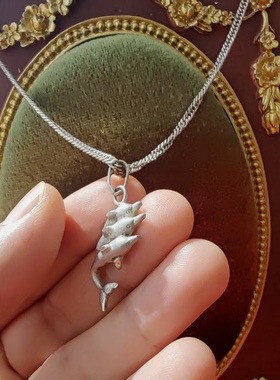 美国进口现货中古首饰海洋系列925纯银三只海豚吊坠项链古着海外