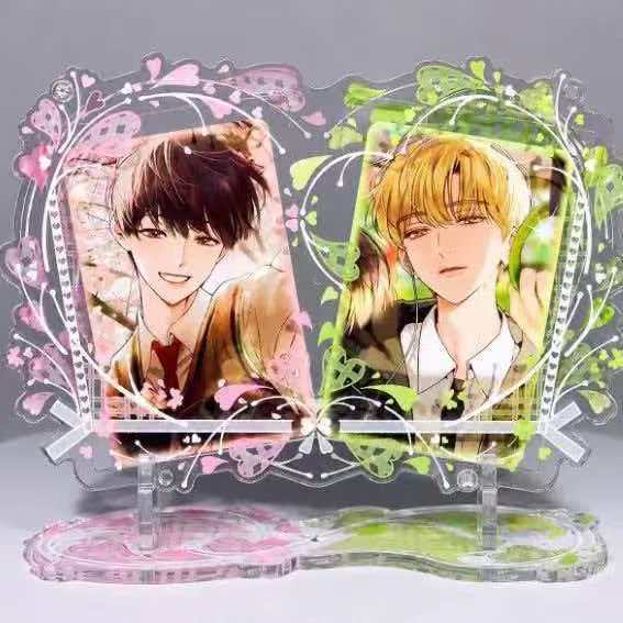 新款韩系lovely双人立牌亚克力谷美ins风3寸小卡展示架桌面摆件图片