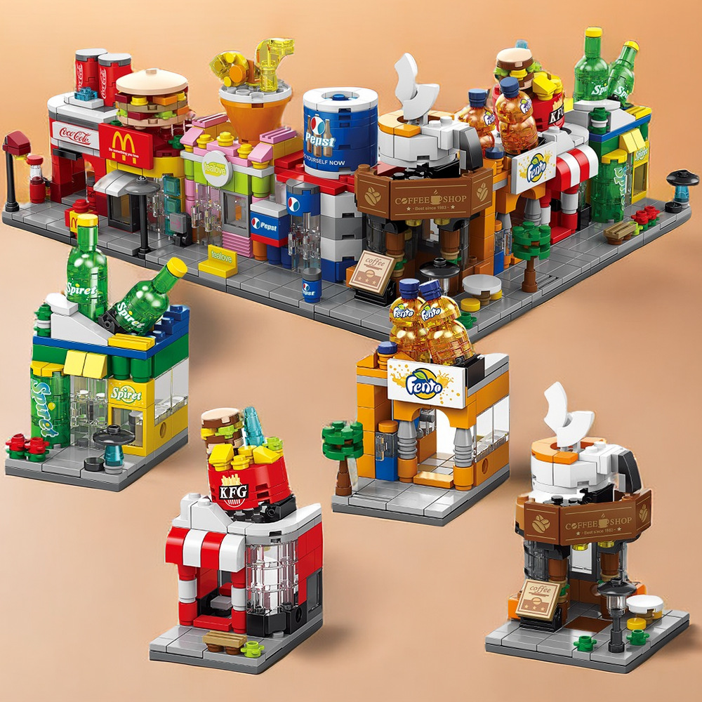 【批发代发】中华美食街景八大明楼系列益智积木兼容高摆件礼物