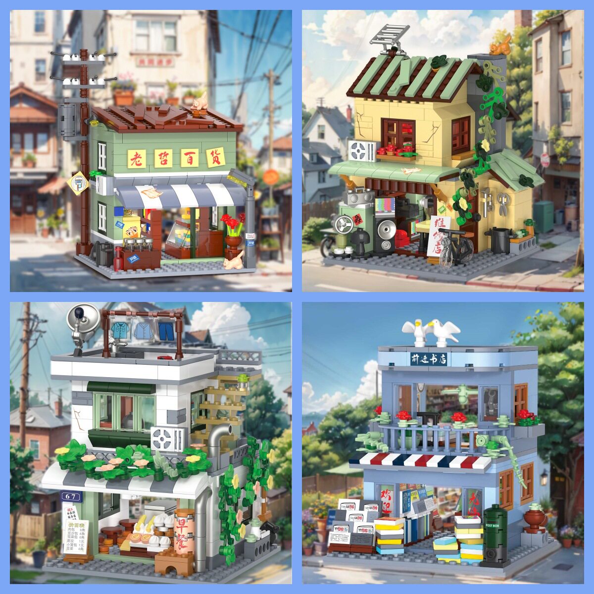 【批发代发】岁月回忆街景系列书店百货店积木兼容高摆件礼物