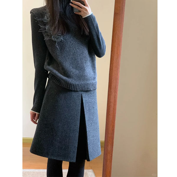 韩版复古压褶毛呢A字半身裙女胖mm大码梨形身材高腰宽松中裙通勤,女装/女士精品,大码半身裙,淘宝优惠券,粉丝福利购,淘宝优惠卷