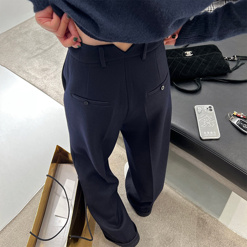 大码女装垂感西装阔腿休闲裤