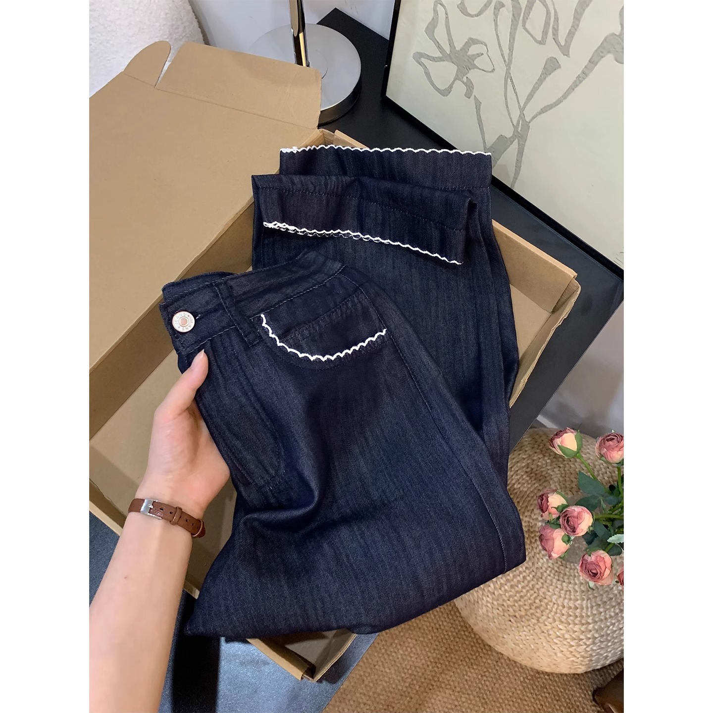 天丝阔腿牛仔裤女夏季薄款