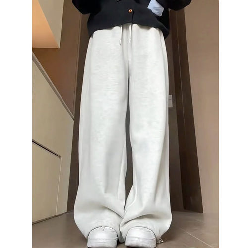 慵懒风大码裤子女秋冬加绒今年流行爆款卫裤胖mm显瘦休闲运动裤子