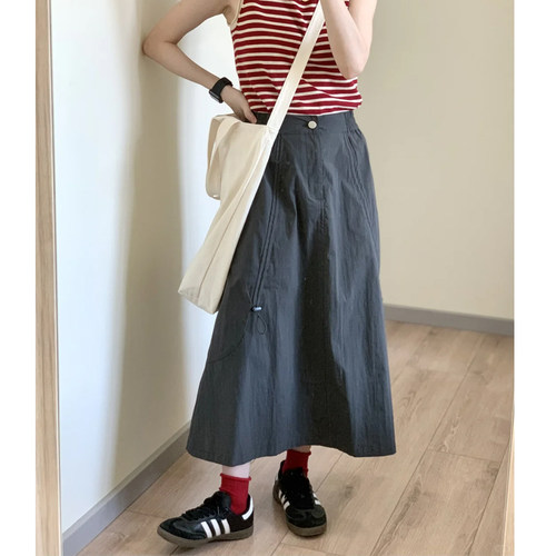 灰色工装半身裙女春夏新款