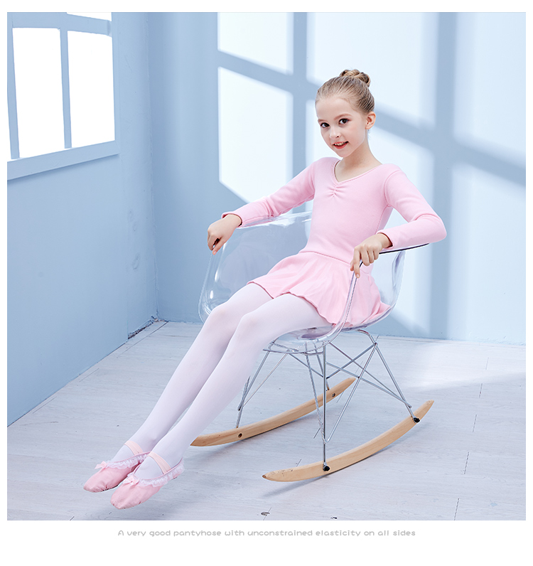 女童舞蹈袜白色连体裤打演出专用
